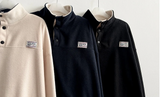 Sung high neck color scheme snap tab fleece anorak sweatshirt