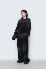 Spray washed hood zip-up