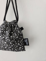 terazzo flat string pouch bag - black S