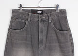 HEM SHIRRING GREY DENIM
