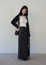 [Made] Tilda Pinuck Slit Long Skirt (charcoal)