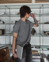 Uke Shoulder Henley Neck Muscle Fit Half Knit