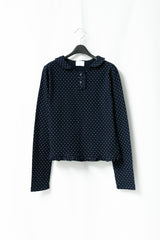 dot frill round collar top(2colors)