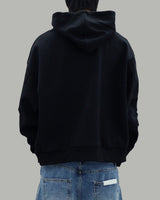 Double Button Hooded Zip-Up (Black)