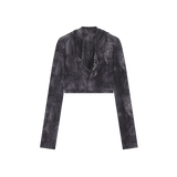 Cowl Neck Cropped Hooded Top [Deep Navy]