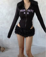 feather fur micro short pants