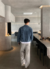 Biwon Washed Biker Denim Jacket