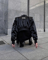 LEATHER WATERSLIDE CROPPED BOMBER