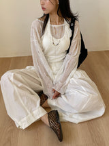 Damaged See-through Boat Neck Loose Fit Knit