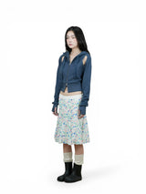 CUT OUT CROP HOOD ZIP-UP (INDIGO)