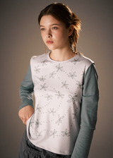 Handwriting Flower Long Sleeve Top / Green