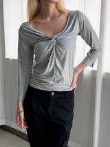 Soft twist off-shoulder t-shirts(2color)