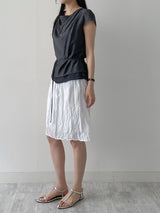 [Belt Set] Noir Drape Short Sleeve Blouse