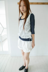 button shirring square neck sleeveless top(2colors)
