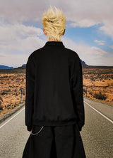  Pique collar oversized fit sweatshirts Black