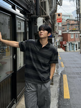 Peak stripe collar t-shirt