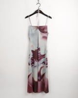 Reva Tie Dye Printed Shirring Strap Long Dress