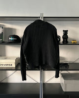 OR high neck knit leather jacket
