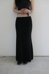 ribbon maxi skirt(black)