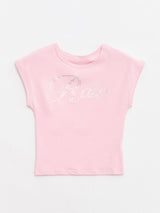 ロゴ キュービック クロップトップ Barbie Pink
