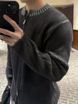 Fog lip zip-up knitwear