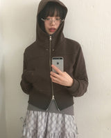 [MADE] アノールリベットハイネックツーウェイスウェットフーディジップアップ