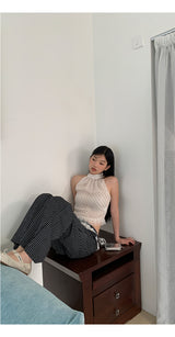 high striped wide slacks