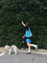 アクアブルードットバッグ
