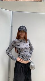 バタフライスパンデックス長袖Tシャツ