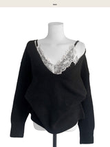 pain of lace sleeveless + over nt set