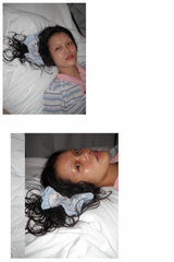 ストライプレースシュシュ red / blue