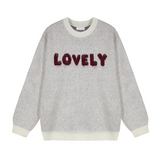 Mona Lovely Lettering Embroidery Loose Fit Round Knit