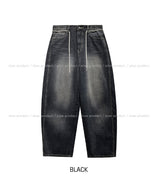 Tinted Washed String Balloon Denim Pants