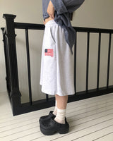 ティケンアメリカンフラッグプリントバンディングバミューダパンツ