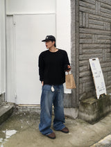 No.1400 lettering wide denim PT