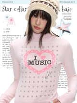 BETWEENAND "Winter Whispers" Star Small High Collar Brushed Warm and Soft Long Sleeve Inner Undercover Shirt Winter
