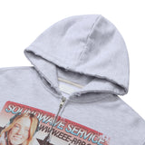 Sound wave artwork damage washing hoodie zip-up (Melange)
