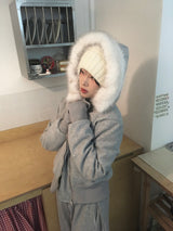 Fur zip-up set