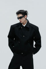 アシンメトリカルプラッシュウールジャケット