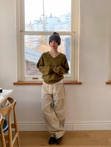 Snap Button Cotton D Ring Wide Pants (3color)