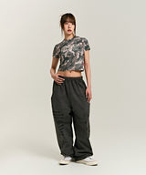 939 LOGO MIX PATTERN CROP TOP (CAMO)
