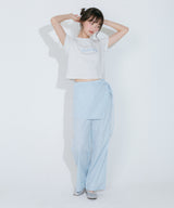 刺繍クロップ半袖Tシャツ (ライトグレーメランジ)