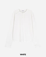 Double Washed Henley Neck Long Sleeve