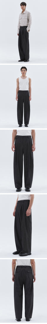 フラップポケットデニムコットンワイドパンツ_Black Denim