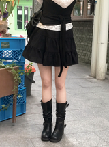 DN コットン100 ティアード ミニスカートパンツ (2color)