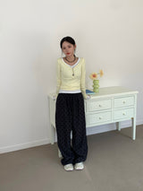 Button Fake V-Neck Ribbed Slim Tee (8c)