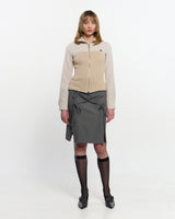 Ribbon Tied Slit Skirt _ GREY
