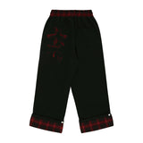 Roll-Up Check Sweat Pants - Black