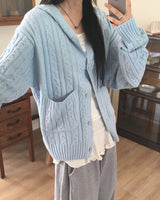 [MADE] Saru Twisted Pocket Hooded Knit Cardigan