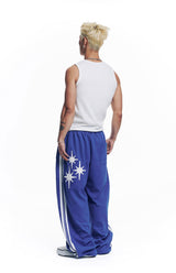 Star Piping Track Balloon Sweat Pants - Blue